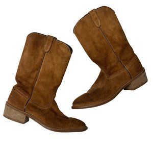 Vintage Mens Brown Suede Cowboy Boots